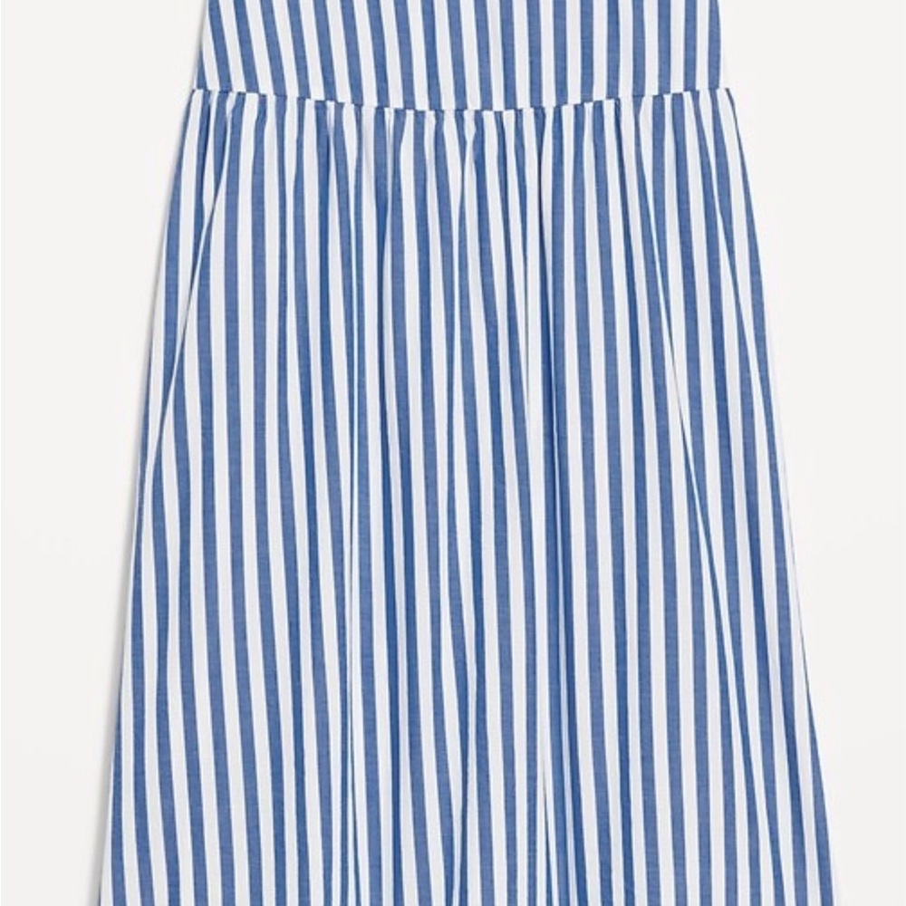 Chambray Blue and White Dropped Waist Midi Skirt